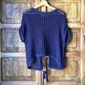 BCBGMaxAzria Short Sleeve Open Stitch Sweater Top